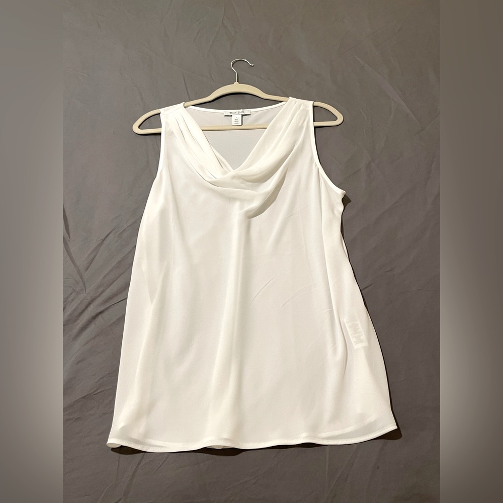 NWOT White House Black Market white sleeveless top, size L